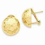 이미지를 갤러리 뷰어에 로드 , 14k Yellow Gold Hammered 16mm Half Ball Omega Post Earrings
