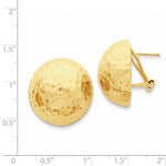 Lataa kuva Galleria-katseluun, 14k Yellow Gold Hammered 22mm Half Ball Omega Post Earrings
