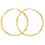 Indlæs billede til gallerivisning 14K Yellow Gold 40mm Satin Textured Round Endless Hoop Earrings
