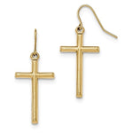 Φόρτωση εικόνας στο εργαλείο προβολής Συλλογής, 14k Yellow Gold Hollow Cross Shepherd Hook Dangle Earrings
