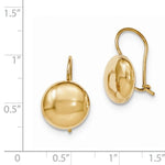 Carregar imagem no visualizador da galeria, 14k Yellow Gold Round Button 12mm Kidney Wire Button Earrings
