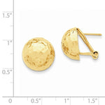 將圖片載入圖庫檢視器 14k Yellow Gold Hammered 14mm Half Ball Omega Post Earrings
