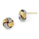 Lade das Bild in den Galerie-Viewer, 14k Gold Two Tone Textured Love Knot Post Stud Earrings
