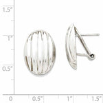 Charger l&#39;image dans la galerie, 14k White Gold Oval Textured Button Omega Back Post Earrings
