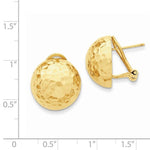 Charger l&#39;image dans la galerie, 14k Yellow Gold Hammered 16mm Half Ball Omega Post Earrings
