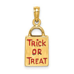 Cargar imagen en el visor de la galería, 14k Yellow Gold Halloween Jack O Lantern Trick O Treat Bag 3D Pendant Charm
