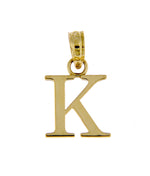 Загрузить изображение в средство просмотра галереи, 14K Yellow Gold Uppercase Initial Letter K Block Alphabet Pendant Charm
