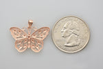 Carregar imagem no visualizador da galeria, 14k Rose Gold Rhodium Butterfly Open Back Pendant Charm
