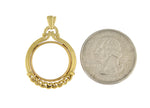 Kép betöltése a galériamegjelenítőbe: 14K Yellow Gold 1/10 oz One Tenth Ounce American Eagle or Krugerrand Coin Holder Prong Bezel Pendant Charm for 16.5mm x 1.3mm Coins

