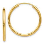 Carica l&#39;immagine nel visualizzatore di Gallery, 14K Yellow Gold 22mm x 2mm Round Endless Hoop Earrings
