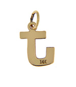 Charger l&#39;image dans la galerie, 14K Yellow Gold Uppercase Initial Letter J Block Alphabet Pendant Charm
