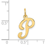 Lataa kuva Galleria-katseluun, 14K Yellow Gold Initial Letter P Cursive Script Alphabet Pendant Charm
