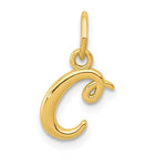 Afbeelding in Gallery-weergave laden, 14K Yellow Gold Lowercase Initial Letter C Script Cursive Alphabet Pendant Charm
