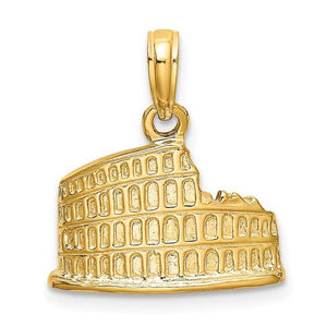 14K Yellow Gold Colosseum Rome Italy Pendant Charm