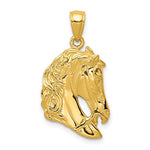 Indlæs billede til gallerivisning 14k Yellow Gold Horse Pony Head Open Back Pendant Charm
