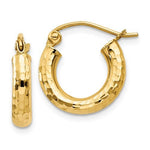 Indlæs billede til gallerivisning 14K Yellow Gold Diamond Cut Classic Round Hoop Earrings 13mm x 3mm

