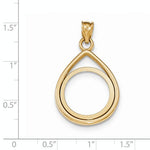 Charger l&#39;image dans la galerie, 14K Yellow Gold 1/10 oz One Tenth Ounce American Eagle Teardrop Coin Holder Prong Bezel Pendant Charm for 16.5mm x 1.3mm Coins
