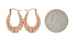 Load image into Gallery viewer, 14K Rose Gold Shrimp Scalloped Twisted Hoop Earrings
