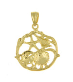 Carregar imagem no visualizador da galeria, 14k Yellow Gold Sand Dollar Starfish Scallop Clam Conch Shell Pendant Charm
