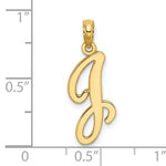 Carregar imagem no visualizador da galeria, 14K Yellow Gold Script Initial Letter J Cursive Alphabet Pendant Charm
