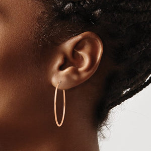 14K Rose Gold 37mm x 1.5mm Endless Round Hoop Earrings