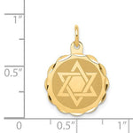 Φόρτωση εικόνας στο εργαλείο προβολής Συλλογής, 14K Yellow Gold Star of David 15mm Disc Pendant Charm Engravable Engraved Personalized
