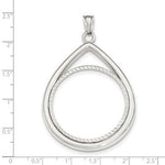 Charger l&#39;image dans la galerie, 14K White Gold 1 oz One Ounce American Eagle Teardrop Coin Holder Diamond Cut Prong Bezel Pendant Charm Holds 32.6mm x 2.8mm Coins
