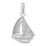 Ladda upp bild till gallerivisning, 14k White Gold Sailboat Sailing 3D Pendant Charm
