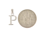 Afbeelding in Gallery-weergave laden, 14K White Gold Uppercase Initial Letter P Block Alphabet Pendant Charm

