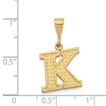 Cargar imagen en el visor de la galería, 14K Yellow Gold Uppercase Initial Letter K Block Alphabet Pendant Charm
