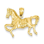 Afbeelding in Gallery-weergave laden, 14k Yellow Gold Horse Open Back Pendant Charm
