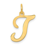 Carica l&#39;immagine nel visualizzatore di Gallery, 14K Yellow Gold Initial Letter T Cursive Script Alphabet Pendant Charm
