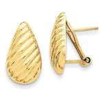Carica l&#39;immagine nel visualizzatore di Gallery, 14k Yellow Gold Textured Teardrop Omega Clip Back Earrings

