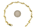 이미지를 갤러리 뷰어에 로드 , 14k Yellow Gold Dolphin Bracelet 7 inch
