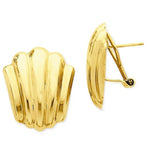 Kép betöltése a galériamegjelenítőbe: 14k Yellow Gold Shell Design Omega Back Post Earrings

