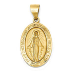 Indlæs billede til gallerivisning 14k Yellow Gold Blessed Virgin Mary Miraculous Medal Pendant Charm
