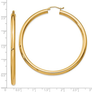 14K Yellow Gold Large Classic Round Hoop Earrings 60mmx4mm