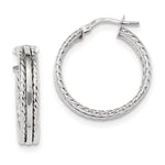 Charger l&#39;image dans la galerie, 14K White Gold 23mmx4.5mm Textured Modern Contemporary Round Hoop Earrings
