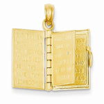 Indlæs billede til gallerivisning 14k Yellow Gold Ten Commandments Bible 3D Pendant Charm
