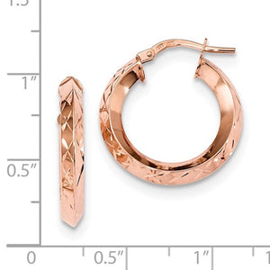 14K Rose Gold 21mmx21mmx3.25mm Modern Contemporary Round Hoop Earrings
