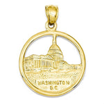 Indlæs billede til gallerivisning 14k Yellow Gold Washington DC Travel Disc Pendant Charm
