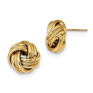 14k Yellow Gold 8mm Classic Love Knot Stud Post Earrings