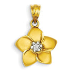 Cargar imagen en el visor de la galería, 14k Yellow Gold and Rhodium Plumeria Flower Small Pendant Charm
