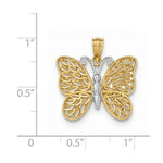 Kép betöltése a galériamegjelenítőbe: 14k Gold Two Tone Butterfly Pendant Charm
