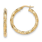 Indlæs billede til gallerivisning 14K Yellow Gold Modern Contemporary Textured Round Hoop Earrings
