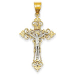 Φόρτωση εικόνας στο εργαλείο προβολής Συλλογής, 14k Gold Two Tone INRI Crucifix Cross Pendant Charm - [cklinternational]
