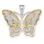 Kép betöltése a galériamegjelenítőbe: 14k Yellow Gold and Rhodium Butterfly Filigree Pendant Charm
