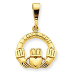 Lade das Bild in den Galerie-Viewer, 14k Yellow Gold Claddagh I Love You Pendant Charm

