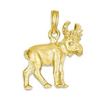 Afbeelding in Gallery-weergave laden, 14k Yellow Gold Moose 3D Small Pendant Charm
