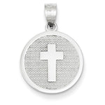 Charger l&#39;image dans la galerie, 14k White Gold Cross God Bless Round Reversible Pendant Charm
